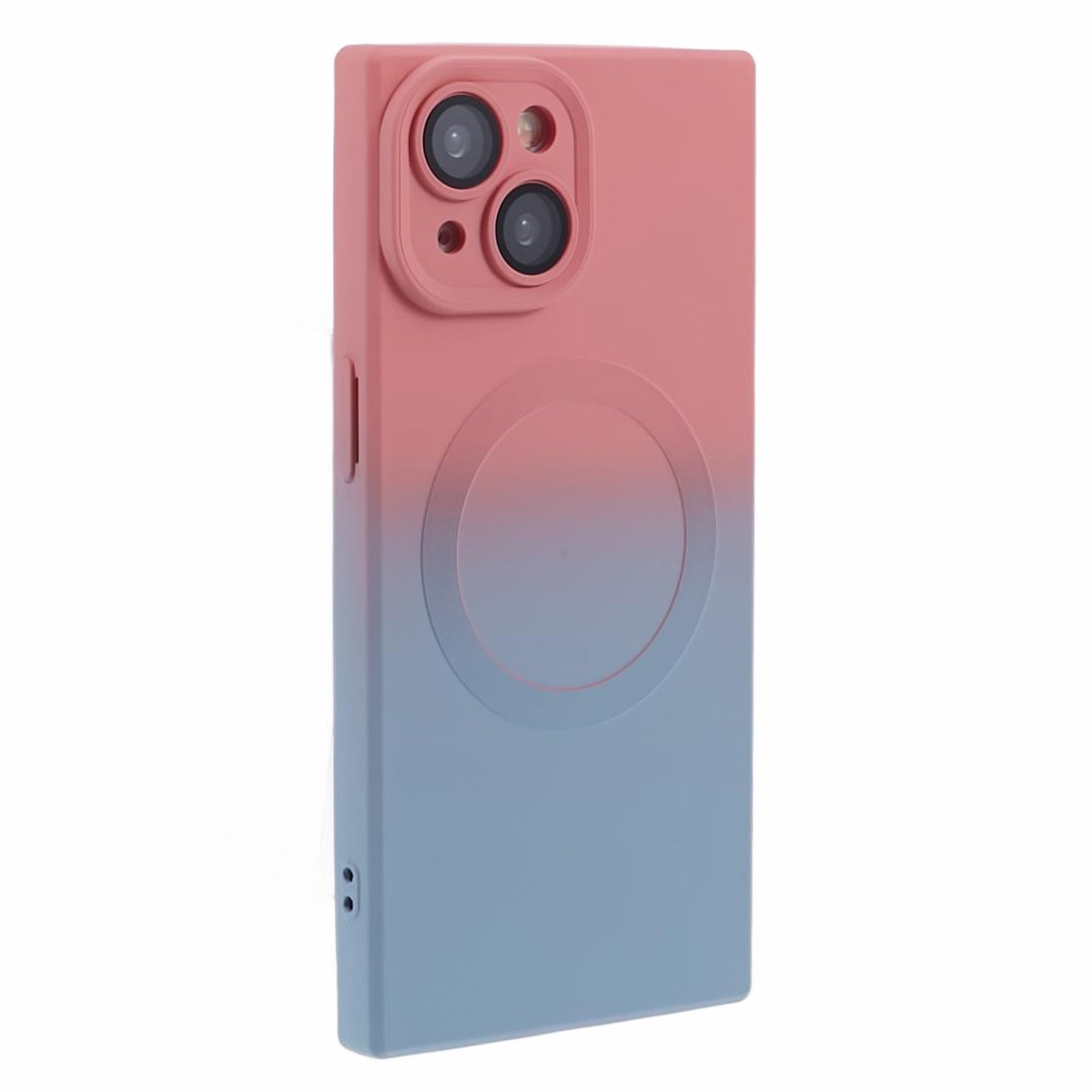 HH Series for iPhone 14 Magnetic Case Rubberized TPU Cover Lens Protector - Pink+Blue HH Series for iPhone 14 Magnetic Case Rubberized TPU Cover Lens Protector - Pink+Blue